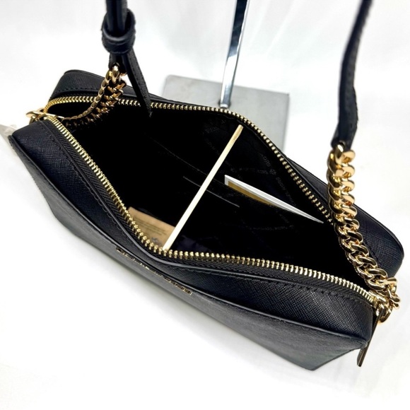 Michael Kors Jet Set Large Logo Crossbody Bag & Matching Trifold Wallet Black - Picture 6 of 11